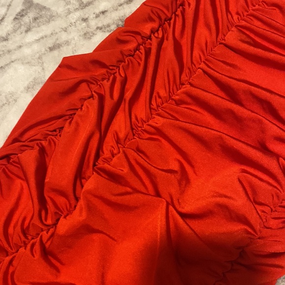 FashionNova Sexy Red Ruched Dress - Picture 4 of 5